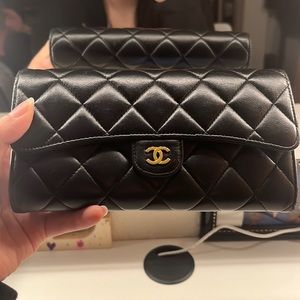CHANEL-Lambskin Quilted Gusseted Wallet